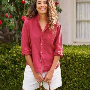 Frank &  Eileen Hot Pink Washed Linen Eileen Relaxed Button-Up Shirt